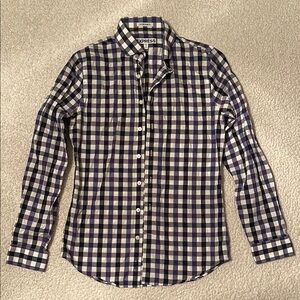 Express Extra Slim Fit Men's Black and Purple Checkered Shirt